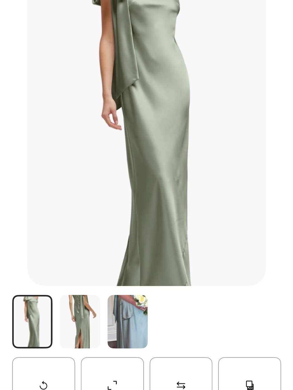Sage Green Satin Bias-Cut Skirt